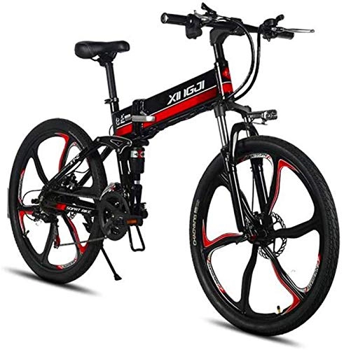 Folding Electric Mountain Bike : CLOTHES Electric Mountain Bike, 26 Inch Adult Electric Mountain Bike, Magnesium Aluminum Alloy Foldable Electric Bicycle, 48V Lithium Battery / LCD Display / 21 Speed, Bicycle (Color : B, Size : 45KM)