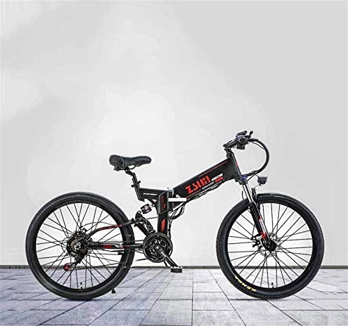 Folding Electric Mountain Bike : CLOTHES Electric Mountain Bike, 26 Inch Adult Foldable Electric Mountain Bike, 48V Lithium Battery, Aluminum Alloy Multi-Link Suspension, With GPS Anti-Theft Positioning System, Bicycle (Color : B)
