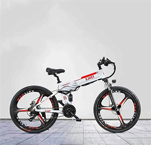 Folding Electric Mountain Bike : CLOTHES Electric Mountain Bike, 26 Inch Adult Foldable Electric Mountain Bike, 48V Lithium Battery, With Oil Brake Aluminum Alloy Electric Bicycle, 21 Speed, Bicycle (Color : A)