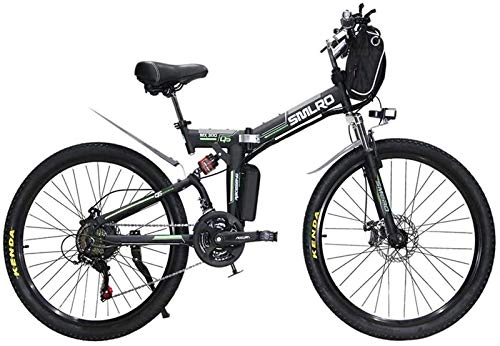 Folding Electric Mountain Bike : CLOTHES Electric Mountain Bike, 26 inch Electric Bikes Bike Bicycle, 48V / 13A / 350W Hanging bag Folding Bike Bicycle Full suspension Double Disc Brake, Bicycle