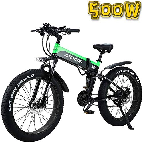 Folding Electric Mountain Bike : CLOTHES Electric Mountain Bike, Electric Mountain Bike 26-Inch Foldable Fat Tire Electric Bicycle, 48V500W Snow Bike / 4.0 Fat Tire, 13AH Lithium Battery, Soft Tail Bicycle for Men and Women, Bicycle