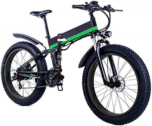 Folding Electric Mountain Bike : CLOTHES Electric Mountain Bike, Folding Mountain Electric Bicycle, 26 inch Adults Travel Electric Bicycle 4.0 Fat Tire 21 Speed Removable Lithium Battery with Rear Seat 1000W Brushless Motor, Bicycle