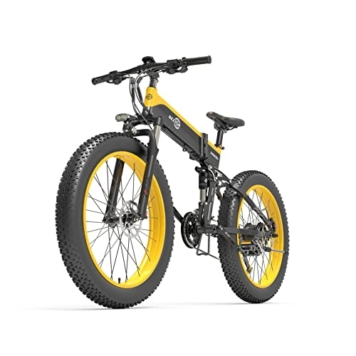Folding Electric Mountain Bike : Clydpee Electric Bike, 26" Electric City Bike for Adult Mens Women, 48V 12.8AH Electric Mountain Bicycle with LED Display, H875 Power-off Hydraulic Disc Brake - YellowBlack