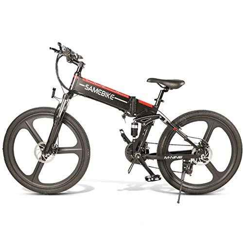 Folding Electric Mountain Bike : CNRRT 26 '' mountain electric bike 350W electric folding electric bicycle, 30km / h commute bicycle, 48V 10.4AH lithium battery, 21 speed gear