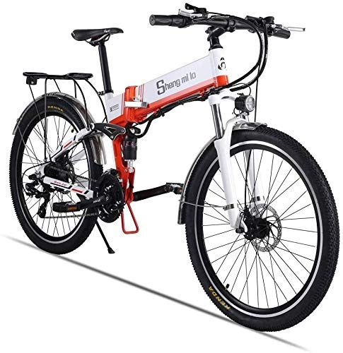 Folding Electric Mountain Bike : CNRRT Electric bicycle - the foldable portable electric bicycles, to the suspension before work and leisure, neutral assisted bicycle pedal, 350W / 48V (orange (500W)) (Color : -, Size : -)