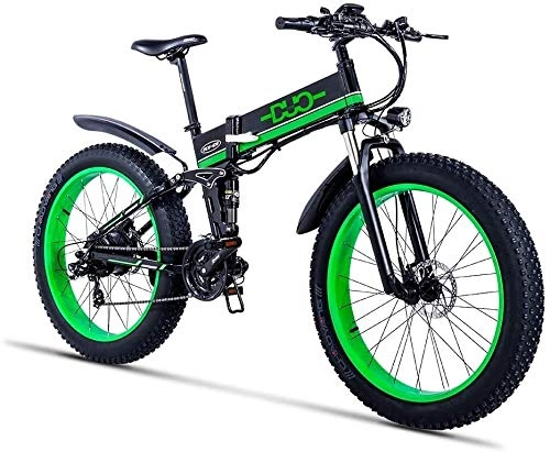 Folding Electric Mountain Bike : CNRRT The foldable electric bicycle 26 inches thick tread 21 snow bike lithium battery 12Ah speed beach cruiser Men Women full suspension mountain bike, with the rear seat (Color : -, Size : -)
