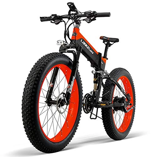 Folding Electric Mountain Bike : COKECO Electric Mountain Bike 400W High-speed Motor, 48V10Ah Lithium Battery, 26 * 4.0 Inch Electric Bicycle Fat Tire All Terrain Folding Electric Snow Mountain Bike 27 Speed