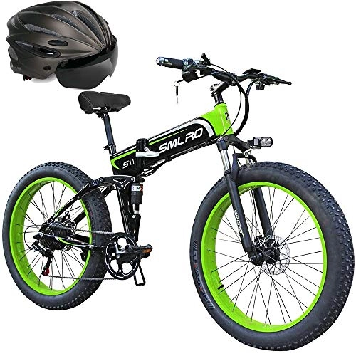 Folding Electric Mountain Bike : COKECO Electric Mountain Bike Electric Mountain Bike, 26-inch Folding 48V / 8AH Electric Bicycle With Ultra-lightweight Magnesium Alloy Spokes Wheel, 21-speed Gear, Advanced Full Suspension