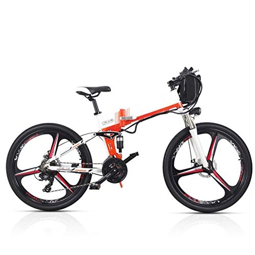 Folding Electric Mountain Bike : CXY-JOEL Folding Electric Mountain Bike, 350W Motor 26''Commute Traveling Adult Electric Bicycle 48V Removable Battery Optional Dual Battery Style up to 180Km Battery Life, Black, A, White