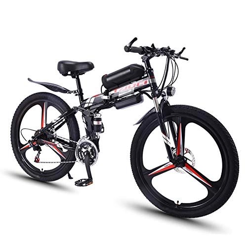 Folding Electric Mountain Bike : CYC Steel Frame Folding Electric Bicycle Adult Mountain Bike 36v 13a 22mph 350w Automatic Headlight Professional 21 Speed Gears Foldable Bicycle Suitable for Travel and Leisure Activities, Black