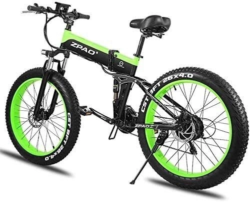 Folding Electric Mountain Bike : CYSHAKE Movement 26 Inch Fat Tires Electric Bike, Mountain Biking, Disc Brakes Front And Rear With Removable Lithium Battery Outdoor cycling