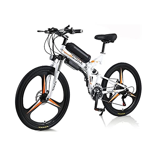 Folding Electric Mountain Bike : DDFGG Electric Bike For Adult Men Women, Folding Bike 350W 36V 10A 18650 Lithium-Ion Battery Foldable 26" Mountain E-Bike With 21-Speed Shimano Transmission System Easy To Folding(Color:white)