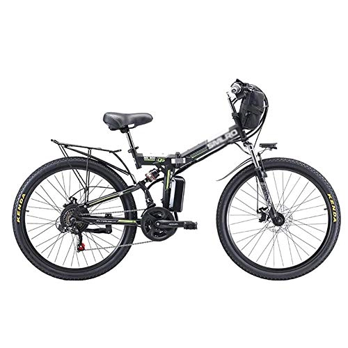 Folding Electric Mountain Bike : DJP Mountain Bike, Furniture Electric Bike Mountain Bikes for Adults, Folding Portable Lithium-Ion Batter Ebikes, 26 inch Wheel 21 Speed E-Bike Black 500W 48V 10Ah, Black, 500W 48V 10Ah
