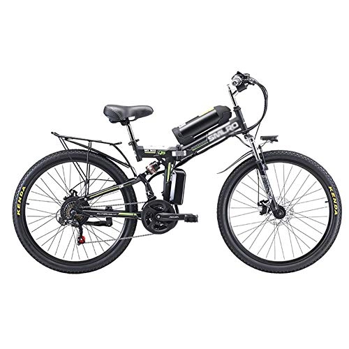 Folding Electric Mountain Bike : DJP Mountain Bike, Furniture Electric Bike Smart Mountain Bike, Folding Ebikes for Adults, 8Ah Lithium-Ion Batter 3 Riding Modes, Max Speed 20Km Per Hour White 350W 48V 8Ah, Black