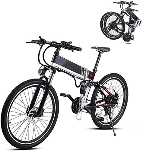 Folding Electric Mountain Bike : Ebikes, 26 In Folding Electric Mountain Bike with 48V 350W Lithium Battery Aluminum Alloy Electric E-bike with Hide Battery and Front and Rear Shock Absorbers Electric Bicycle for Unisex