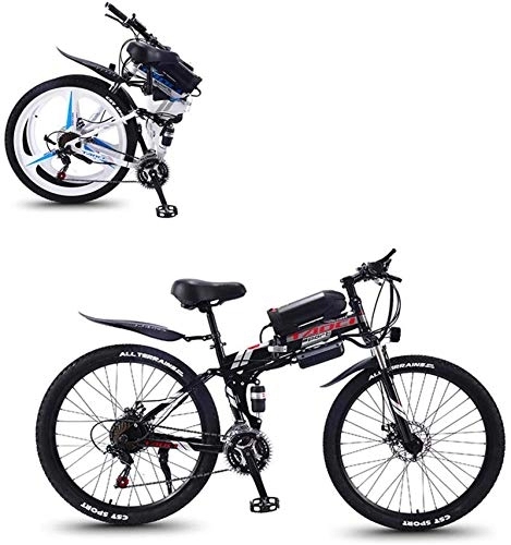 Folding Electric Mountain Bike : Ebikes, 26-Inch The Frame Fat Tire Electric Bicycle, 36V 8AH / 10AH / 13AH Removable Lithium Battery, Adult Auxiliary Bike 350W Motor Mountain Snow E-Bike, High Carbon Steel Material, 27 Speed, Gray, 10AH