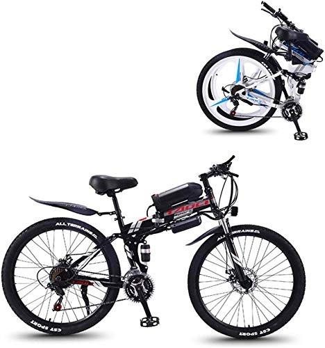 Folding Electric Mountain Bike : Ebikes, Electric Bike Folding Electric Mountain Bike with 26" Super Lightweight High Carbon Steel Material, 350W Motor Removable Lithium Battery 36V And 21 Speed Gears ( Color : Black , Size : 13AH )