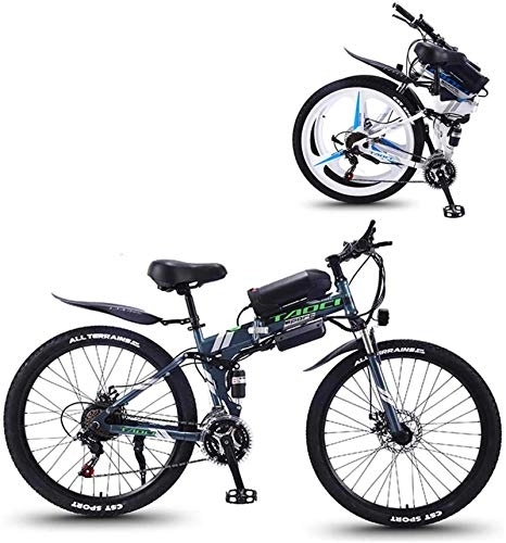Folding Electric Mountain Bike : Ebikes, Electric Bike Folding Electric Mountain Bike with 26" Super Lightweight High Carbon Steel Material, 350W Motor Removable Lithium Battery 36V And 21 Speed Gears ( Color : Gray , Size : 13AH )
