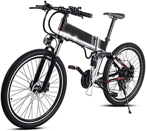 Folding Electric Mountain Bike : Ebikes, Electric Mountain Bike 48v and 500w Assist Electric Bicycle Beach Snow Bike for Adults Aluminum Electric Scooter 8 Speed Gear E-bike with Removable 48v 10.4a Lithium Battery ( Color : Black )