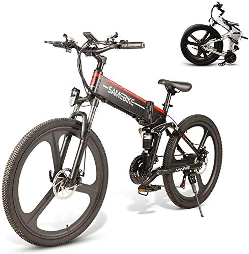Folding Electric Mountain Bike : Ebikes, Electric Mountain Bike for Adults 26" Wheel Folding Ebike 350W Aluminum Electric Bicycle for Adults with Removable 48V 10AH Lithium-Ion Battery 21 Speed Gears ZDWN