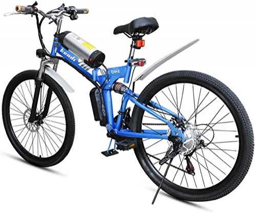 Folding Electric Mountain Bike : Ebikes, Folding electric bicycle, 26-inch portable electric mountain bike high carbon steel frame double disc brake with front LED light 36V / 8AH ZDWN