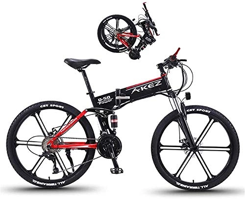 Folding Electric Mountain Bike : Ebikes, Folding Electric Bicycle for Adults Men Women with 26Inch Tire 27 Speeds LCD Screen Mountain Bike for City Commuting 350W Aluminum Mountain E-Bike Road Bikes (Color : Red)