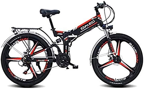 Folding Electric Mountain Bike : Ebikes, Folding Electric Mountain Bike 26" / 24"Mountain Bike, Front And Rear Double Shock Absorption Three Working Modes for Adults City Commuting Outdoor Cycling (Color : Red, Size : 26 inch wheels)