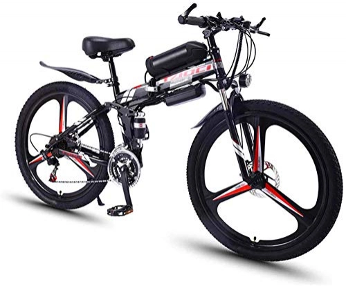 Folding Electric Mountain Bike : Ebikes, Steel Frame Folding Electric Bicycle Adult Mountain Bike 36v 13a 22mph 350w Automatic Headlight Professional 21 Speed Gears Foldable Bicycle Suitable for Travel and Leisure Activities, Black