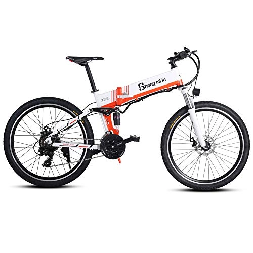 Folding Electric Mountain Bike : Electric Bicycle 26 inch 4.0 fat Tire Electric Mountain 27 Speed Folding Electric Bicycle, Suitable for Adult Women / Men. Ultra-light Aluminum Body with Rear Frame