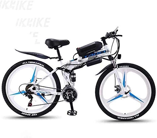 Folding Electric Mountain Bike : Electric Bike 26 Mountain Bike for Adult All Terrain 21-speed Bicycles 36V 30KM Pure Battery Mileage Detachable Lithium Ion Battery Smart Mountain Ebike for Adult