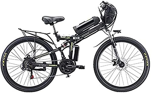 Folding Electric Mountain Bike : Electric Bike Electric Bike, Folding Electric, High Carbon Steel Material Mountain Bike with 26" Super, 21 Speed Gears, 500W Motor Removable, Lithium Battery 48V, White