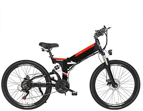 Folding Electric Mountain Bike : Electric Bike, Electric Bike Folding Electric Mountain Bike with 24" Super Lightweight Aluminum Alloy Electric Bicycle, Premium Full Suspension And 21 Speed Gears, 350 Motor, Lithium Battery 48V, Gray,