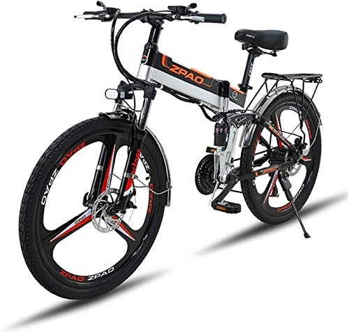 Folding Electric Mountain Bike : Electric Bike Electric Mountain Bike 12.8Ah Electric Bike 26 Inch Folding Electric Bicycle 48V 500W 21 Speed Mountain Ebike Aluminum Alloy Frame Bycycle Eletric for the jungle trails, the snow, the be