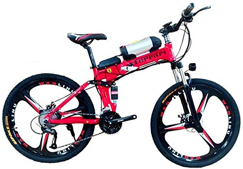 Folding Electric Mountain Bike : Electric Bike Electric Mountain Bike 26" Electric Off-Road Bike, 350W Brushless Motor Aluminum Alloy Adults Electric Mountain Bike 21 Speed Removable 36V 10AH Battery Dual Disc Brakes with Kettle for