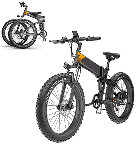 Folding Electric Mountain Bike : Electric Bike Electric Mountain Bike 26''Folding Electric Bike for Adults, Electric Bicycle / Commute Ebike Fat Tire E-Bike with 400W Motor, 48V 10Ah Battery Lithium Battery Hydraulic Disc Brakes for th