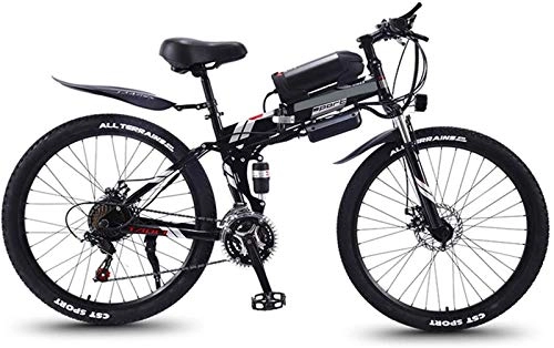 Folding Electric Mountain Bike : Electric Bike Electric Mountain Bike 26 in Folding Electric Bike for Adults Mountain E-Bike with 350W Motor 21 Speeds High-Carbon Steel Double Disc Brake City Bicycle for Commuting, Short Trip for the