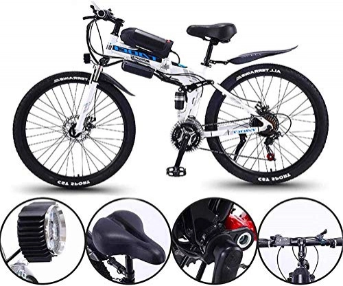 Folding Electric Mountain Bike : Electric Bike Electric Mountain Bike 26 Inch Electric Bike 36V 350W Motor Snow Electric Bicycle with 21 Speed Foldable MTB Ebikes for Men Women Ladies / Commute Ebike Lithium Battery Beach Cruiser for A