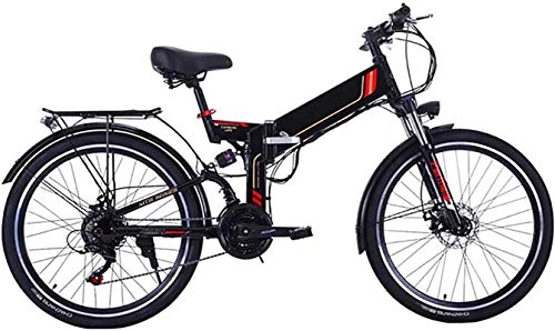 Folding Electric Mountain Bike : Electric Bike Electric Mountain Bike 26 Inch Electric Bike Folding Mountain E-Bike 21 Speed 36V 8A / 10A Removable Lithium Battery Electric Bicycle for Adult 300W Motor High Carbon Steel Material Lithi