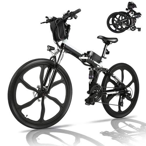 Folding Electric Mountain Bike : Electric Bike Electric Mountain Bike, 26 Inch Folding E-bike With Removable 36V / 8AH Lithium Battery, 250W Stable Brushless Motor, Professional 21-Speed Gears, City Bike For Women And Men (Black)