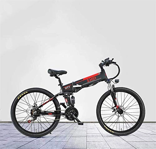 Folding Electric Mountain Bike : Electric Bike Electric Mountain Bike Adult 26 Inch Foldable Electric Mountain Bike, 48V Lithium Battery, Aluminum Alloy Frame, 21 Speed With GPS Anti-Theft Positioning System for the jungle trails, th
