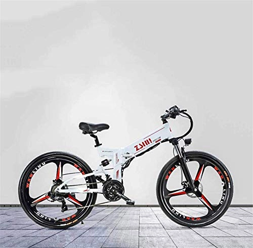 Folding Electric Mountain Bike : Electric Bike Electric Mountain Bike Adult Electric Mountain Bike, 48V Lithium Battery, Aluminum Alloy Foldable Multi-Link Suspension, With GPS and Oil Disc Brake for the jungle trails, the snow, the