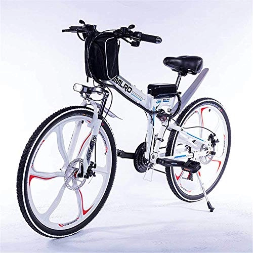 Folding Electric Mountain Bike : Electric Bike Electric Mountain Bike Electric Bicycle Assisted Folding Lithium Battery Mountain Bike 27-Speed Battery Bike 350W48v13ah Remote Full Suspension, White, 15AH for the jungle trails, the snow