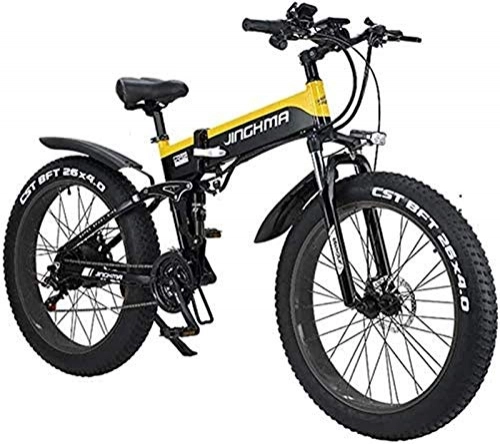 Folding Electric Mountain Bike : Electric Bike Electric Mountain Bike Electric Mountain Bike 26-inch Foldable Electric Adult Bicycle 48V 500W 12.8AH Hidden Battery Design, Suitable for 21 Gear levers and Three Working Modes (Color :