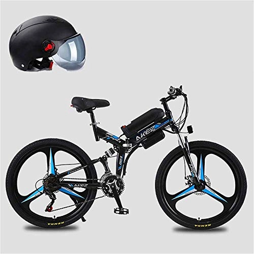Folding Electric Mountain Bike : Electric Bike Electric Mountain Bike Electric Snow Bike, 26'' 350W Motor Folding Electric Mountain Bike, Electric Bike with 48V Lithium-Ion Battery, Premium Full Suspension And 21 Speed Gears Lithium