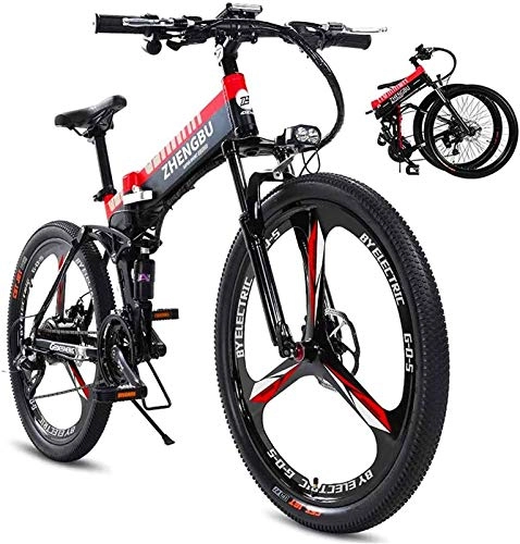 Folding Electric Mountain Bike : Electric Bike Electric Mountain Bike Electric Snow Bike, 26" Electric Mountain Bike 400W Aluminum Alloy Ebike for Adults, 48V 10AH Lithium-Ion Battery Professional 27 Speed Gear MTB Bicycle for Men An