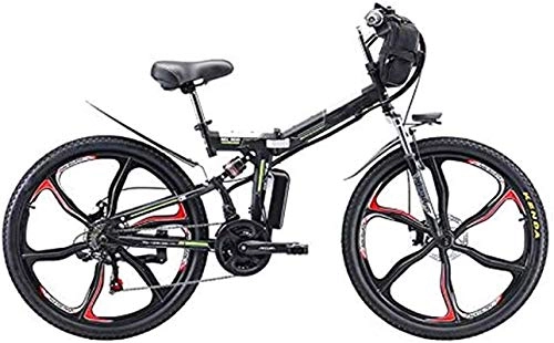Folding Electric Mountain Bike : Electric Bike Electric Mountain Bike Electric Snow Bike, 26'' Folding Electric Mountain Bike, Electric Bike with 48V 8Ah / 13AH / 20AH Lithium-Ion Battery, Premium Full Suspension And 21 Speed Gears, 350