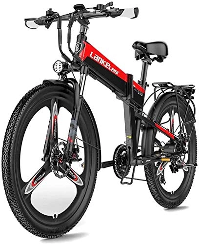 Folding Electric Mountain Bike : Electric Bike Electric Mountain Bike Electric Snow Bike, 26 Inch Folding Electric Bike 400W 48V 10.4Ah / 12.8Ah Li-ion Battery Pedal Assist Front With Rear Suspension Adult Electric Bicycles Snow E-Bike