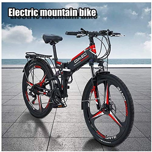 Folding Electric Mountain Bike : Electric Bike Electric Mountain Bike Electric Snow Bike, 300W Electric Bike Adult Electric Mountain Bike 48V 10AH Electric Bicycle With Removable Lithium-Ion Battery 21 Speed Gears Beach Snow Bicycle