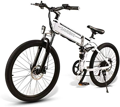 Folding Electric Mountain Bike : Electric Bike Electric Mountain Bike Electric Snow Bike, Ebike 26'' Electric Mountain Bike for Adults 350W 48V 10Ah Lithium Battery Premium Full Suspension and 21 Speed Gears Electric Bicycle Lithium