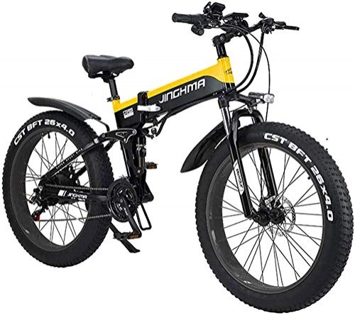 Folding Electric Mountain Bike : Electric Bike Electric Mountain Bike Electric Snow Bike, Electric Mountain Bike 26" Folding Electric Bike 48V 500W 12.8AH Hidden Battery Design with LCD Display Suitable 21 Speed Gear and Three Workin